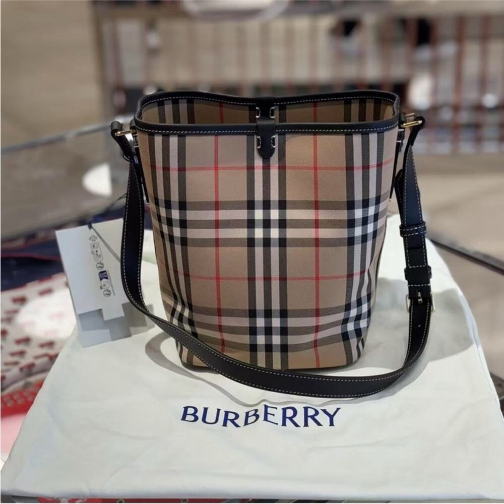 Burberry Checkered Tan and Black Shoulder Bag